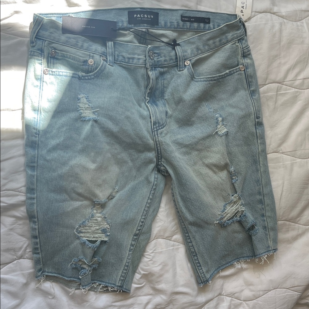 PacSun Light Blue Distressed Jean Shorts